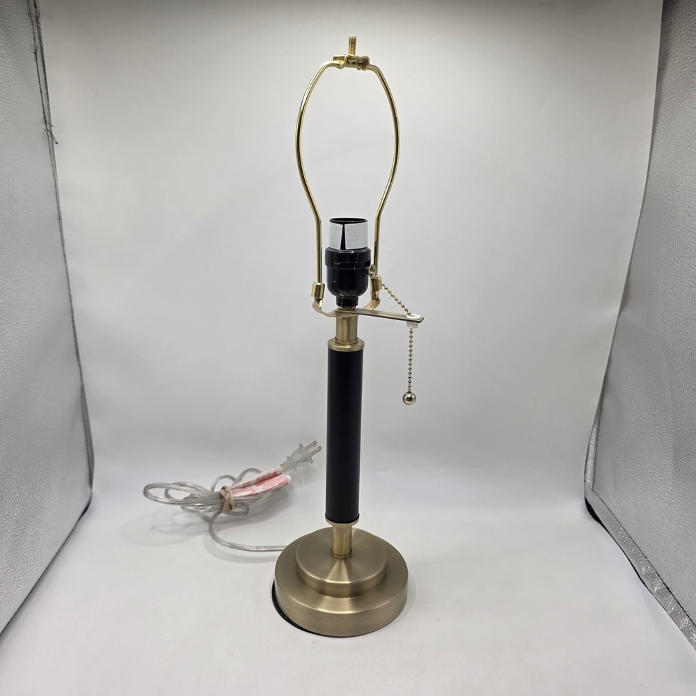 Modern Table Lamp SC8731 Black Gold Brushed Brass Pull Chain MCM Desk Light 19"